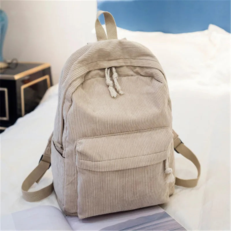Personalized Corduroy Women Schoolbag Backpack Training Anti-theft Shoulder Bag For Teenager Knapsack Unisex Classic Campus Port